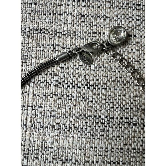 Retired Lia Sophia "Coil” Clear Cut Crystals Silver Tone Statement Necklace - Picture 2 of 4